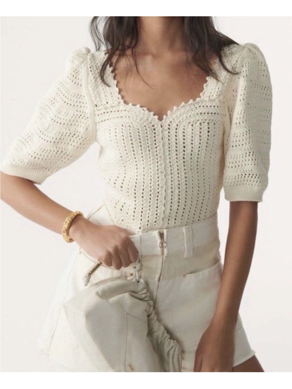 Ba&sh Kamil Jumper Knit Top Crochet Small $320